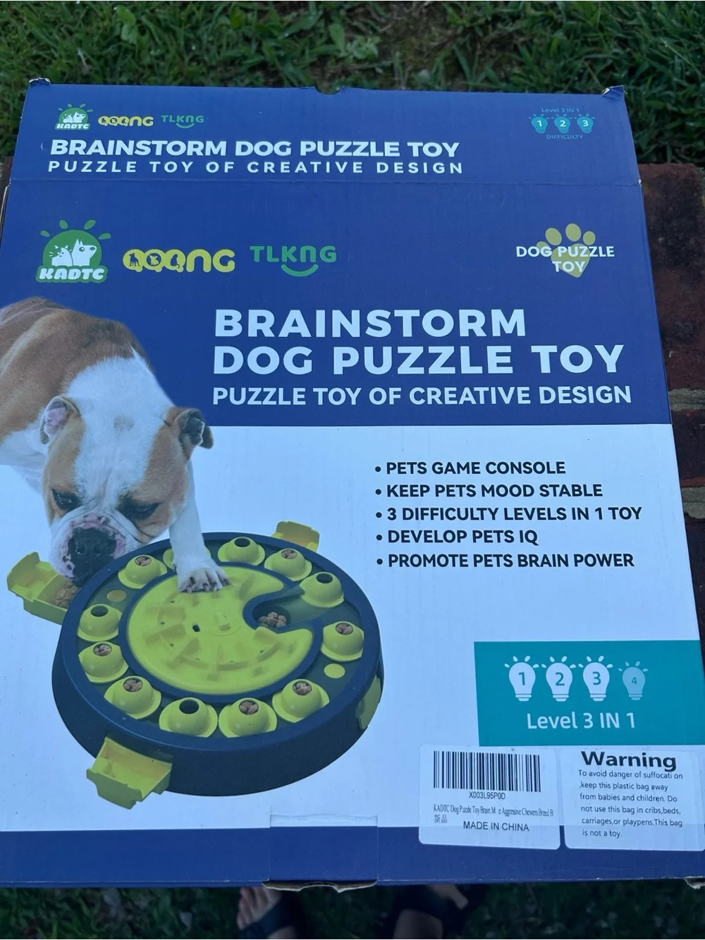 Brainstorm Interactive Dog Puzzle Toy - Yellow & Black